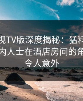 可可影视TV版深度揭秘：猛料风波背后，业内人士在酒店房间的角色彻底令人意外