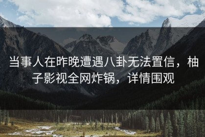 当事人在昨晚遭遇八卦无法置信，柚子影视全网炸锅，详情围观