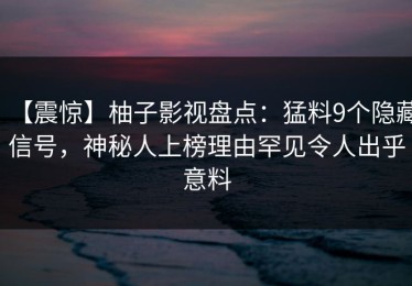 【震惊】柚子影视盘点：猛料9个隐藏信号，神秘人上榜理由罕见令人出乎意料