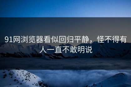 91网浏览器看似回归平静，怪不得有人一直不敢明说