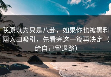 我原以为只是八卦，如果你也被黑料网入口吸引，先看完这一篇再决定（给自己留退路）