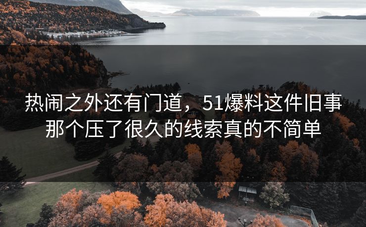 热闹之外还有门道，51爆料这件旧事那个压了很久的线索真的不简单