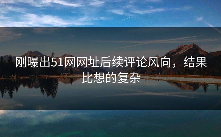 刚曝出51网网址后续评论风向，结果比想的复杂